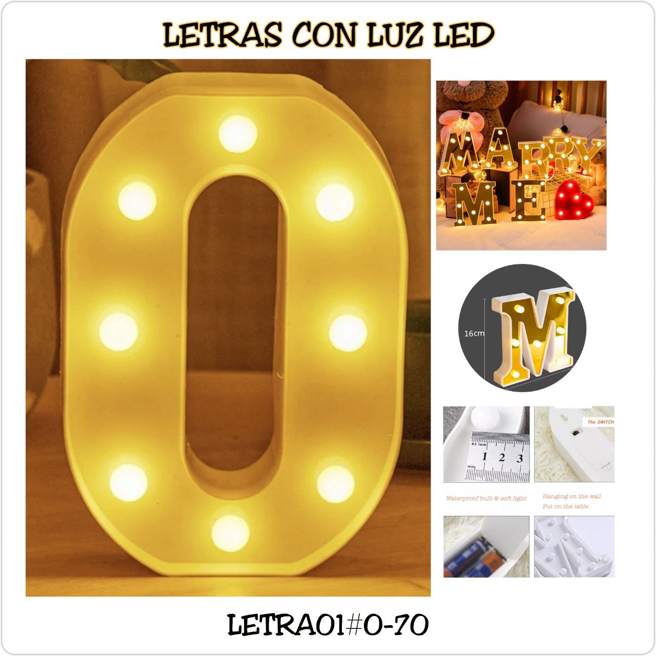 LETRAS CON LUZ LED BLANCA LUZ BLANCA ABECEDARIO A-Z