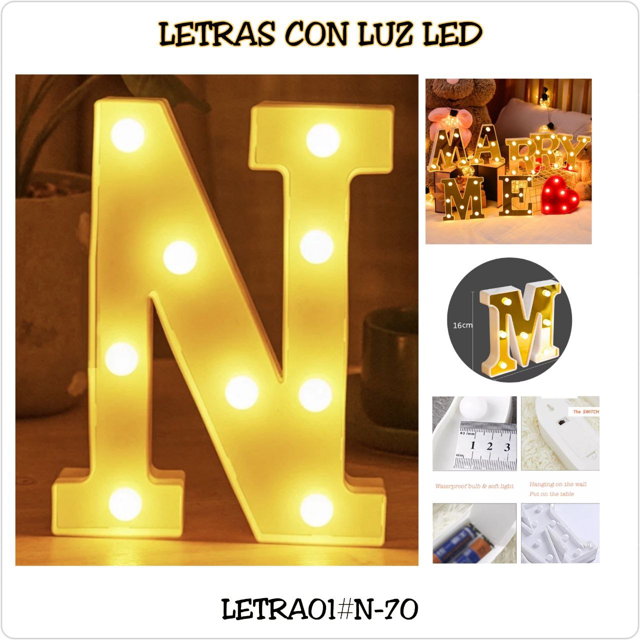 LETRAS CON LUZ LED BLANCA LUZ BLANCA ABECEDARIO A-Z