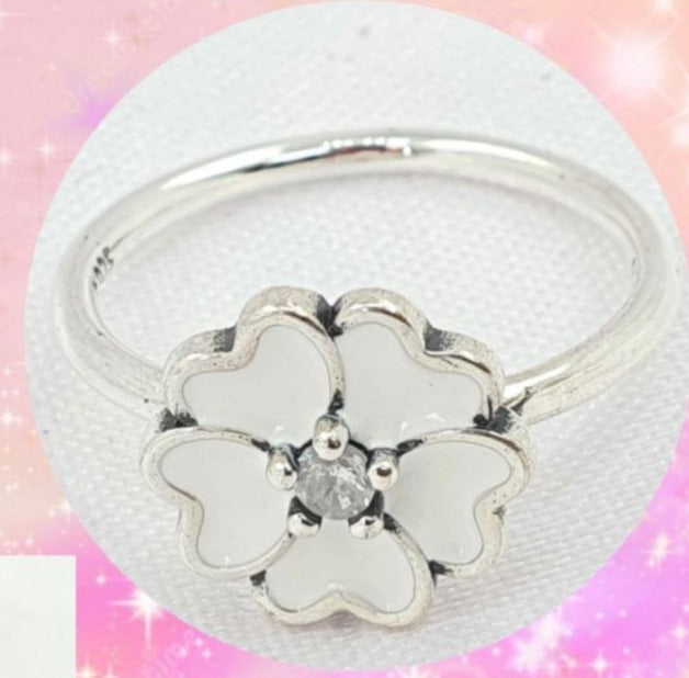 PANI1690A ANILLO FLOR BLANCA, PLATA 925