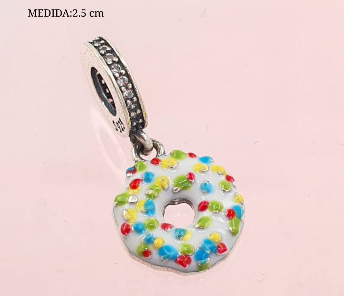 PCHARM2685#1   COLGANTE DE DONA DE CHOCOLATE BLANCO