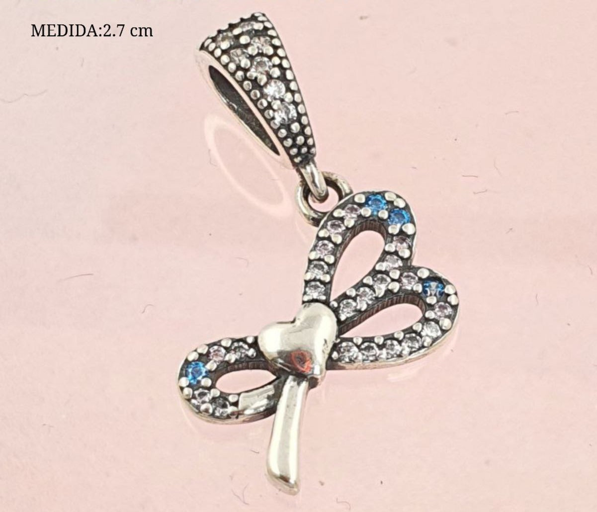 PCHARM2752  COLGANTE CHONGO CON CIRCONES TRANSPARENTES Y MINI CORAZON