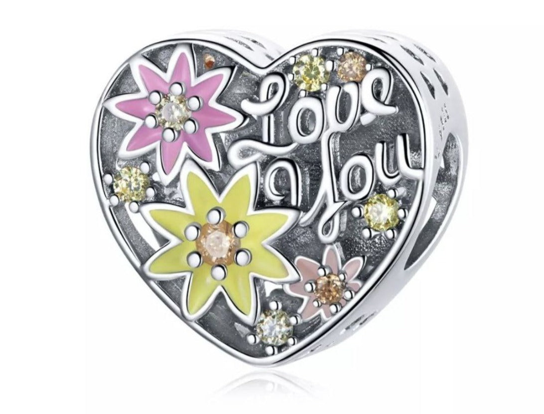 PCHARM2803 CORAZON CON FLORES Y FRASE TE AMO AMOR SAN VALENTIN