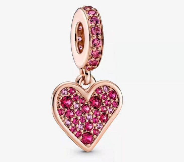 PCHARM2901  COLGANTE DE CORAZON CON DIAMANTE FUCSIAS