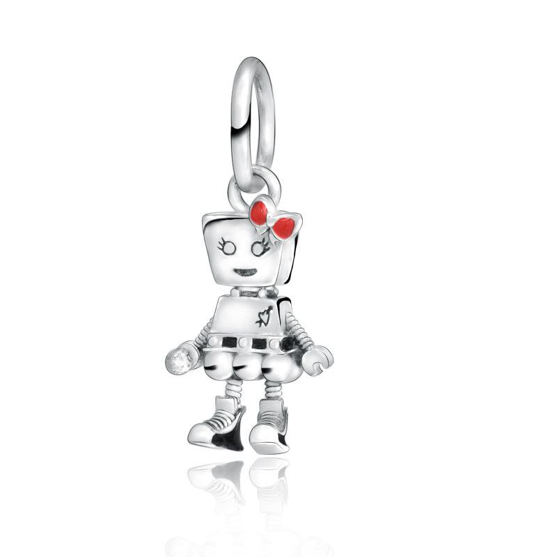 PCHARM1538 ROBOTINA CON CHONGO ROJO A UN COSTADO